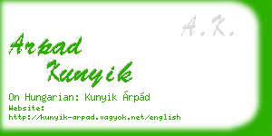 arpad kunyik business card