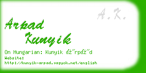 arpad kunyik business card